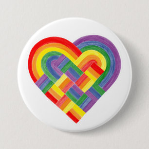 Woven Heart LGBTQ+ Rainbow Pride Flag 7.5 Cm Round Badge