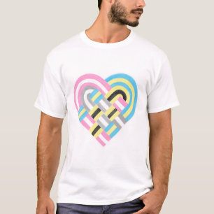 Woven Heart Polygender Pride Flag Pink Yellow Blue T-Shirt