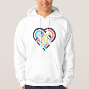 Woven Heart Queer Pride Flag Bright Tropical Hoodie