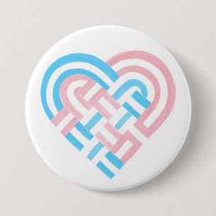 Woven Heart Trans Transgender Pride Flag Pink Blue 7.5 Cm Round Badge