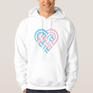 Woven Heart Trans Transgender Pride Flag Pink Blue Hoodie