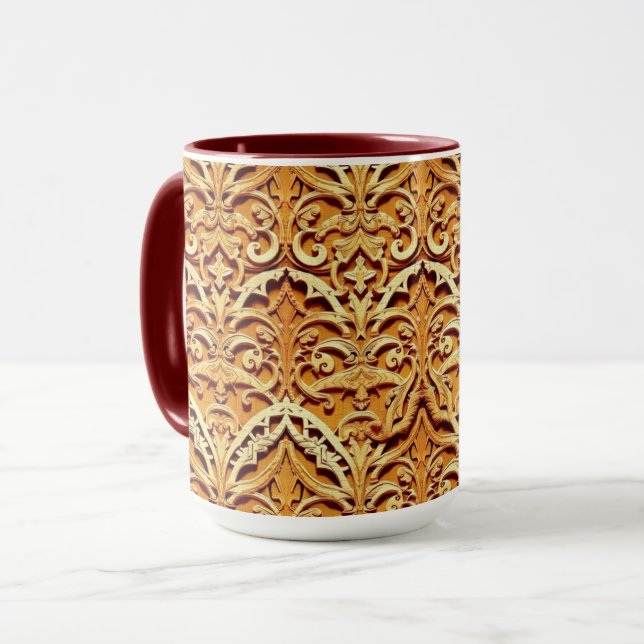 Woven Islamic Motif Mug | Tactile Earth Tones (Front Left)