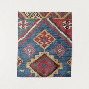 Woven Kilim Royal Blue Yellow Classic  Tapestry