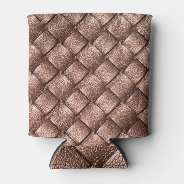 Woven leather, bronze colour background. can cooler (Front)