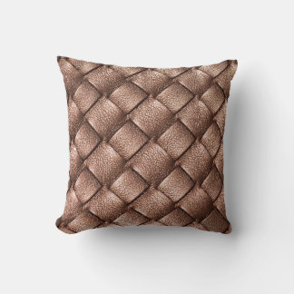 Woven leather, bronze colour background. cushion
