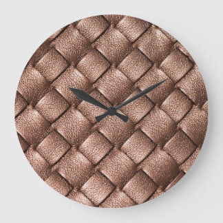 Woven leather, bronze colour background. large clock