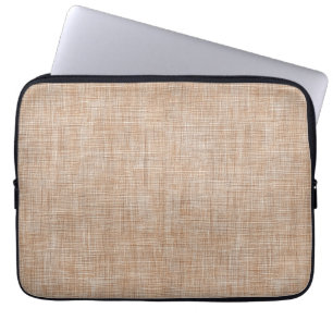 Woven Linen Fabric Texture in Warm Natural Beige Laptop Sleeve