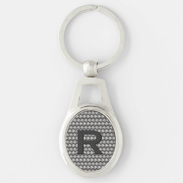 Woven Metal Monogram Key Chain (Front)