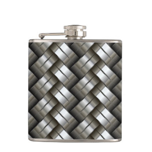 Woven metal pattern hip flask