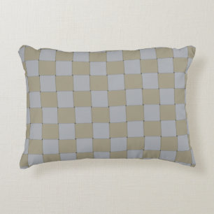 Woven Plaid Lowkey Gold and Silver Graphic Pattern Decorative Cushion