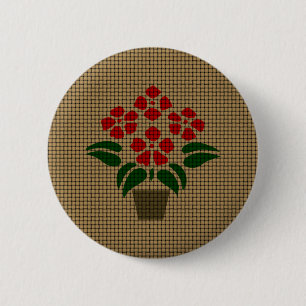 Woven Poinsetta 6 Cm Round Badge