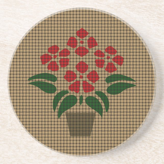 Woven Poinsetta Coaster (Front)