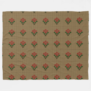 Woven Poinsetta Fleece Blanket