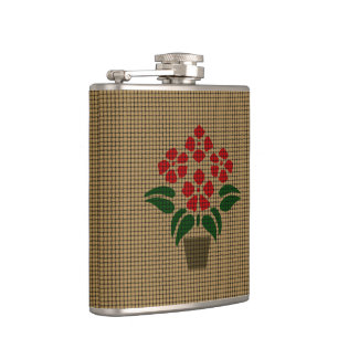 Woven Poinsetta Hip Flask