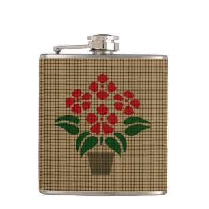 Woven Poinsetta Hip Flask