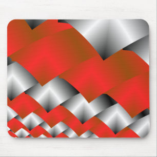 Woven Silver and Red Fractal Art Mouse Pad