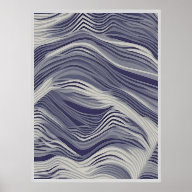 Woven Texture: An Abstract Landscape in Blue Poster (Front)