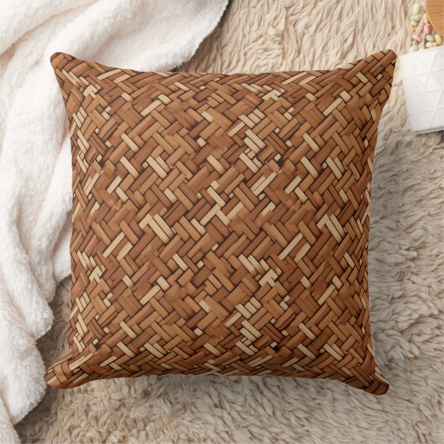 Woven texture in brown and beige pattern  cushion (Blanket)
