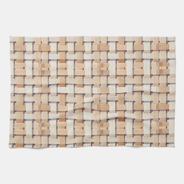 Woven texture in warm wood tones tea towel (Horizontal)