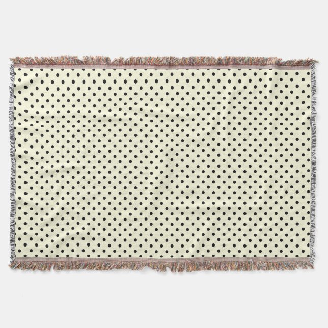 Woven Throw Blanket Dots Black Cream (Front)