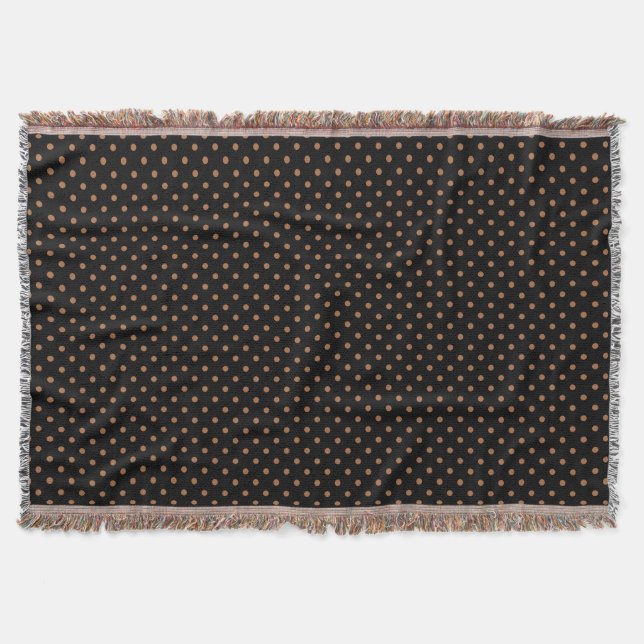 Woven Throw Blanket Dots Dark Brown (Front)