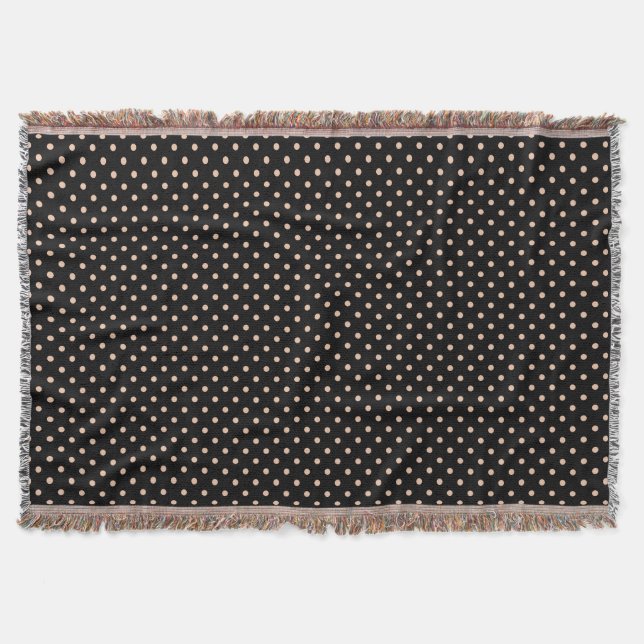 Woven Throw Blanket Dots Light Brown (Front)