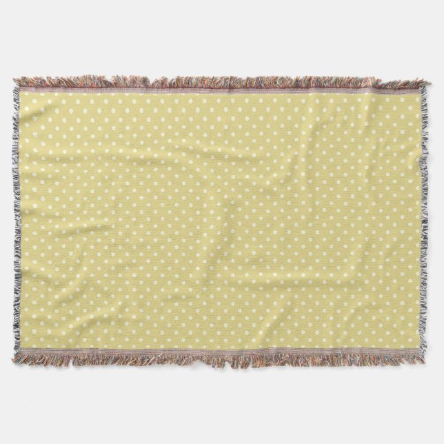 Woven Throw Blanket Dots Light Green Cream (Front)