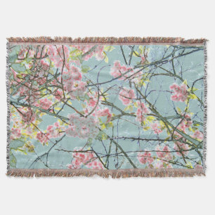 Woven Throw Blanket Japanese Cherry Blossom