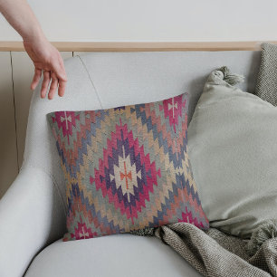 Woven Turkish Kilim Carpet Rug Antique Cushion