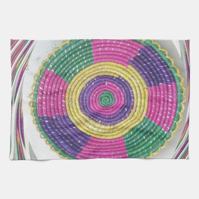 Woven Whirl Art Print Tea Towel (Horizontal)