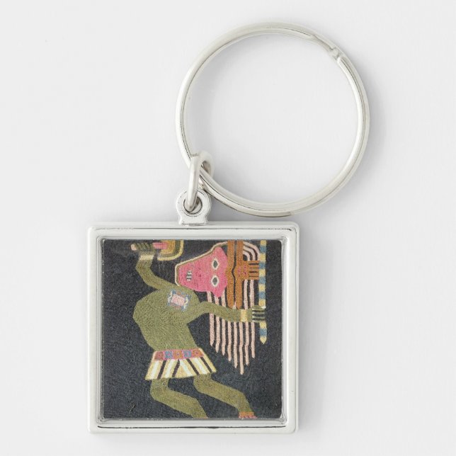 Woven wool dancer with baton, Paracas tribe Key Ring (Front)