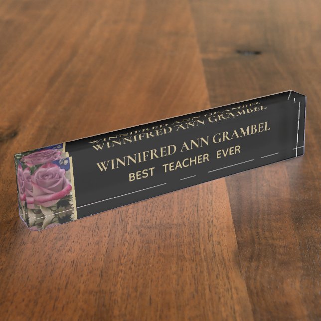Wow! Best Teacher custom desk name plate (Side)