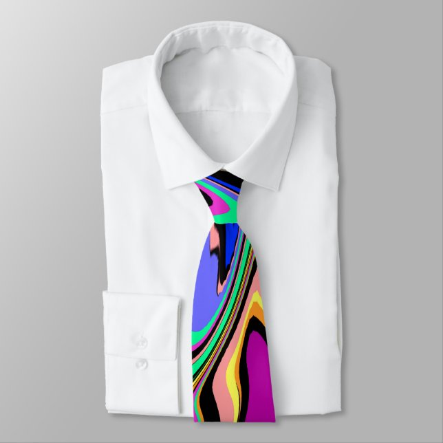 Wow Colour Bright Abstract Tie (Tied)