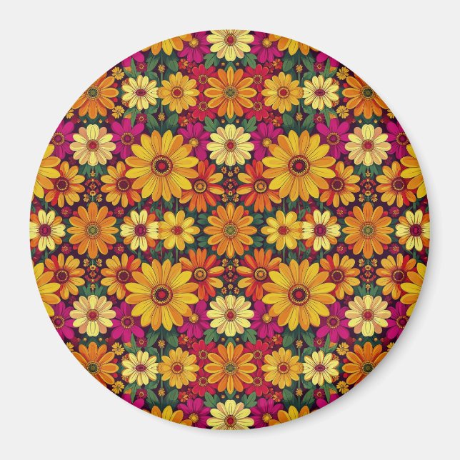 Wow! Colourful and Bright floral pattern. Magnet (Front)