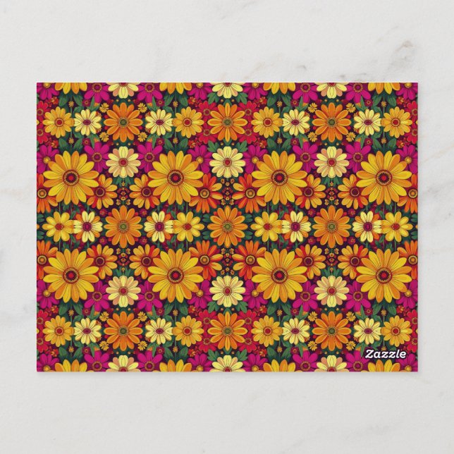 Wow! Colourful and Bright floral pattern. Postcard (Back)