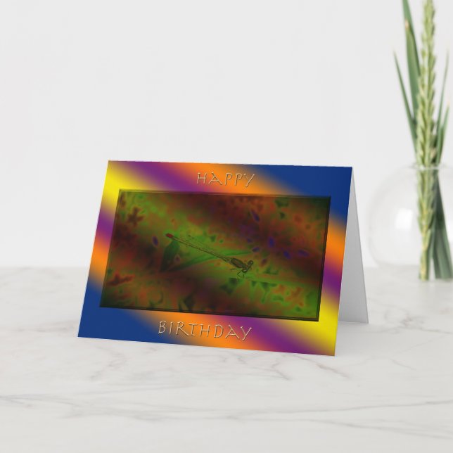 Wow Damselfly Birthday Card (Front)