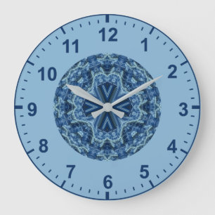 WOW! Fractal Pattern Blue and Aqua ~ Large Clock