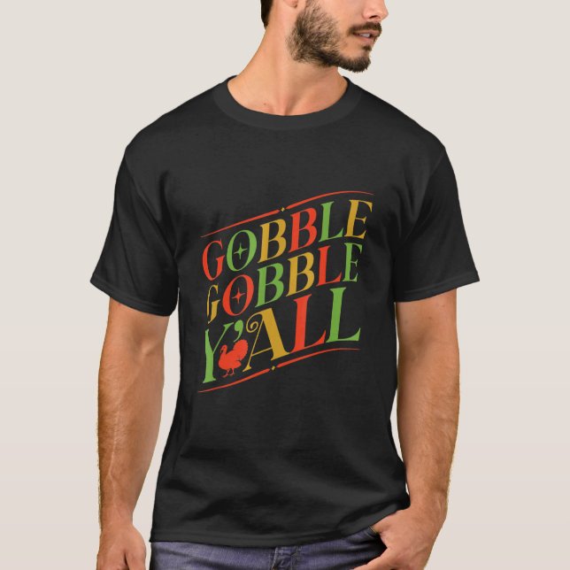 Wow Gobble Gobble Thanksgiving Pilgrim Little Boys T-Shirt (Front)