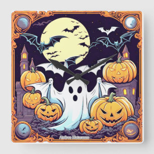 Wow Halloween Thrill Square Wall Clock