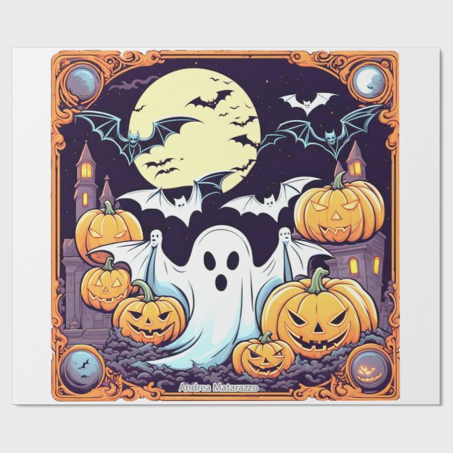 Wow Halloween Thrill Wrapping Paper (Flat)