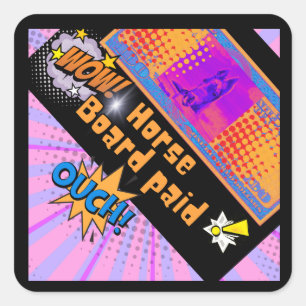 wow horse board paid horse$ square sticker