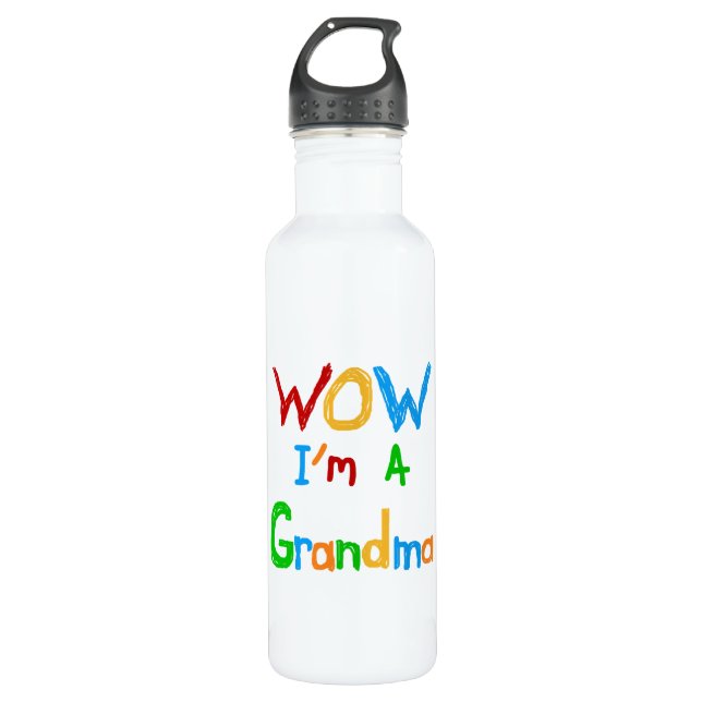 WOW I'm a Grandma T-shirts and 710 Ml Water Bottle (Front)