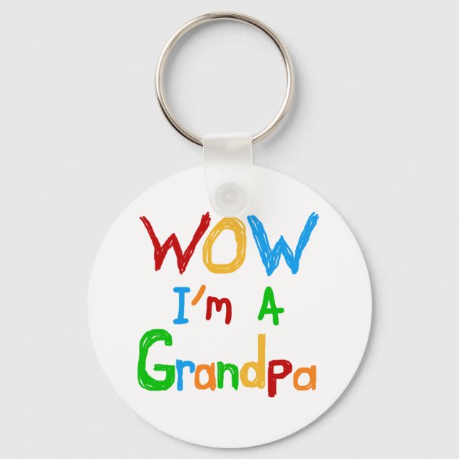 WOW I'm a Grandpa T-shirts and Gifts Key Ring (Front)