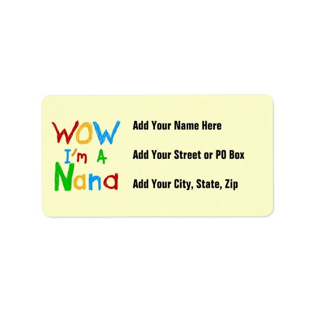 WOW I'm a Nana tshirts and Gifts Label (Front)