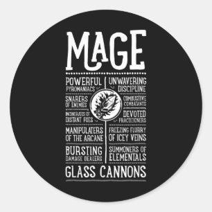 Wow Mage Role Playing Gamer  Classic Round Sticker