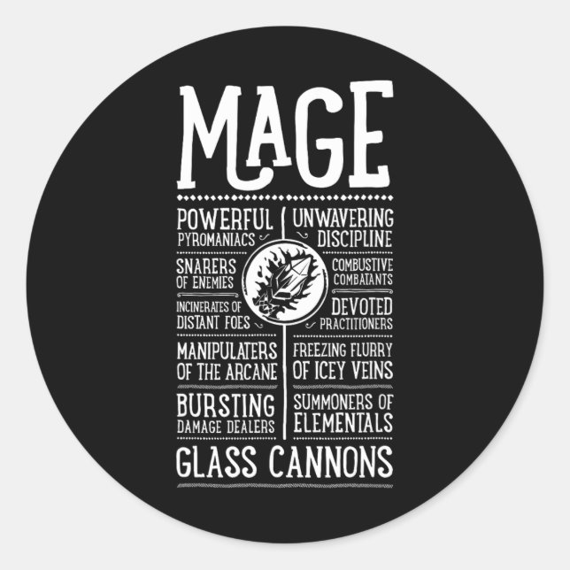 Wow Mage Role Playing Gamer  Classic Round Sticker (Front)