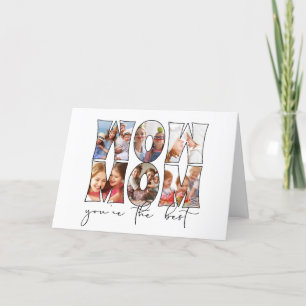 Wow Mum Quote Modern White 6 Photo Collage Holiday Card