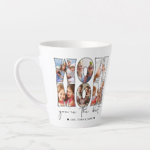 Wow Mum Quote Modern White 6 Photo Collage Latte Mug