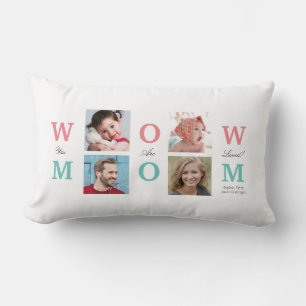“Wow Mum” You Are Loved, Your 4 Photos Personalise Lumbar Cushion