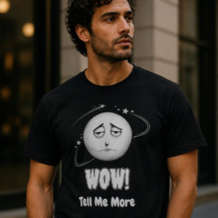 "Wow" sarcastic graphic moonface T-shirt